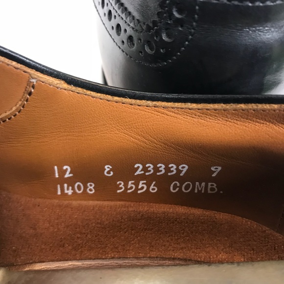 Allen Edmonds Wing Tip Oxford Shoes 12 E Black - Picture 5 of 7